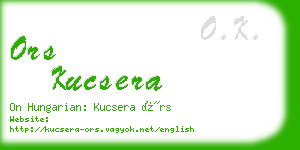 ors kucsera business card